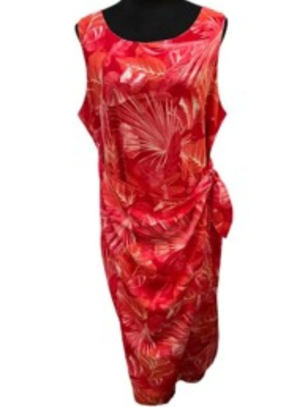 R&K Originals Tropical Hawaiian Faux Wrap Midi Dress  Size 16P  Like New